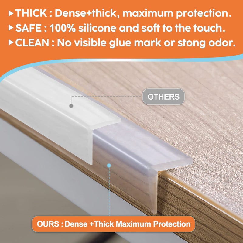Loiion Baby Proofing, Edge Protector 100% Silicone, Soft Corner Protectors for Kids, Pre-Tape Adhesive Edge Guard for Kids Safety, Child Drawer Furniture Cabinet Bumper (9.84ft 0.6x0.6in(Width)) - Image 4